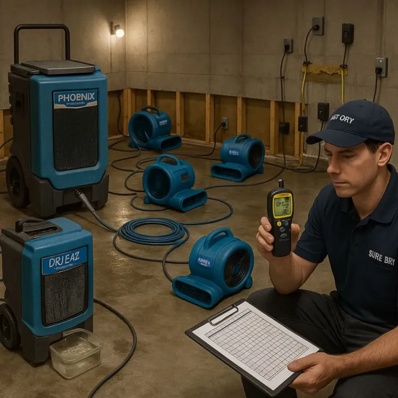 Structural Drying and Dehumidification process in Hebbronville, TX
